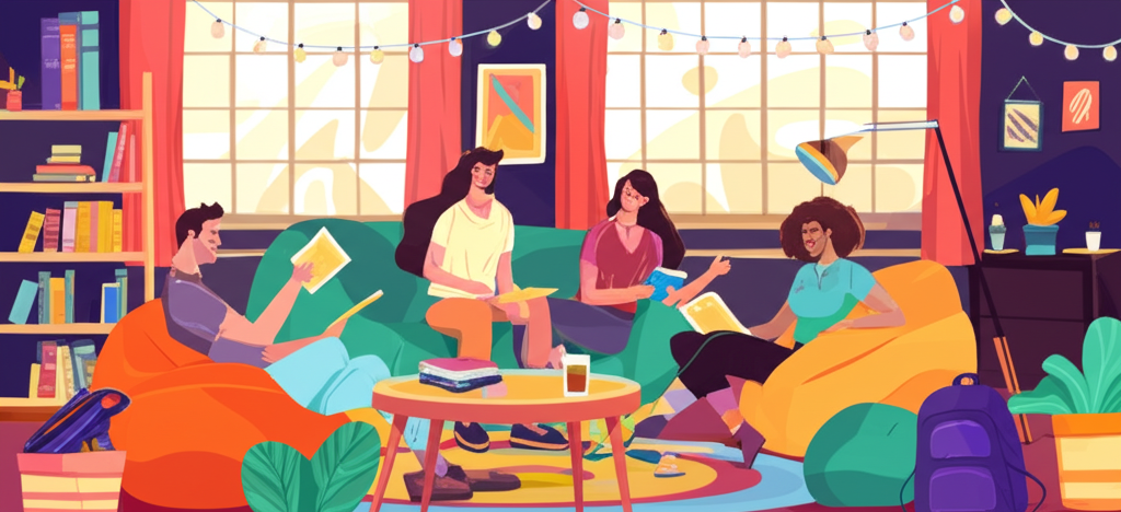 Vibrant hostel community gathering